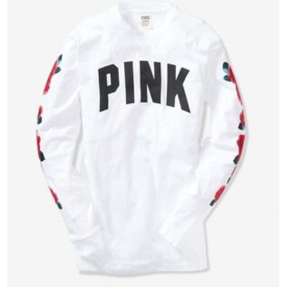 PINK Victoria's Secret Tops - 🆕PINK VS🌹 ROSE GRAPHIC LONG SLEEVE TEE/TOP